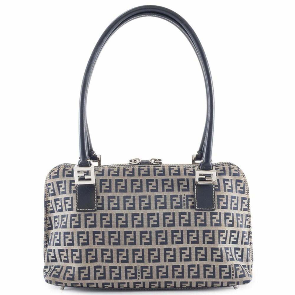 FENDI Cream Canvas Zucca Shoulder Bag - Picture 3 of 16